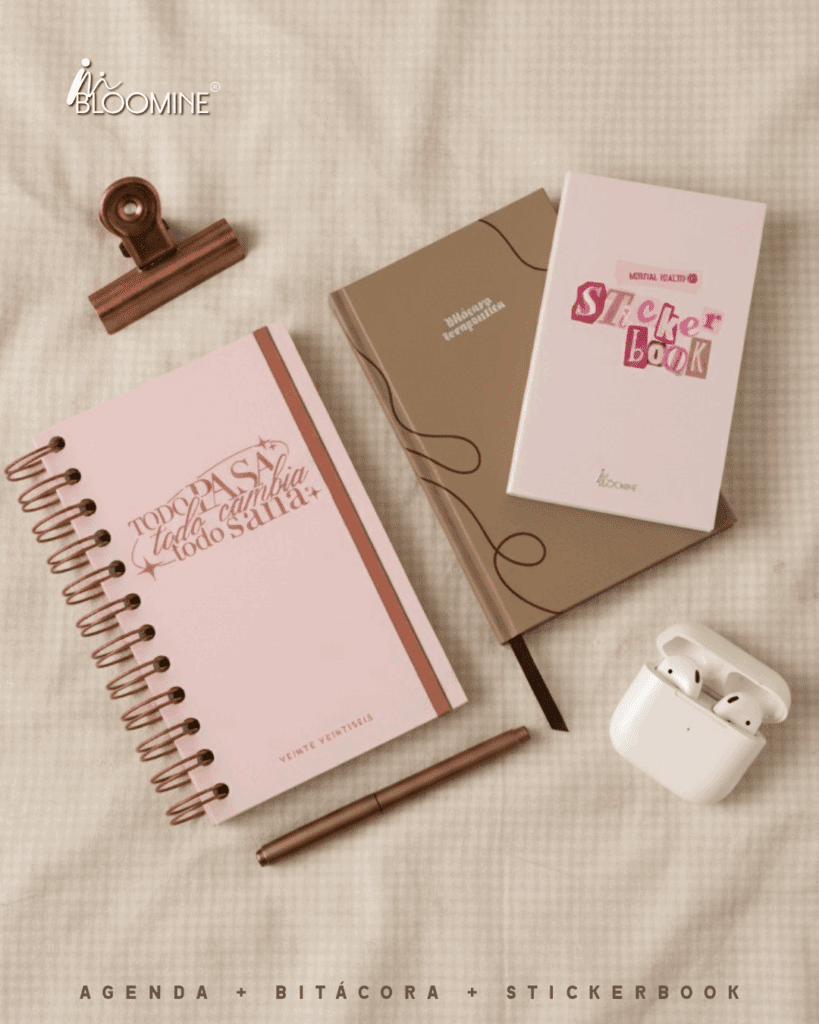 Agenda psicoemocional + bitácora terapéutica + stickerbokk